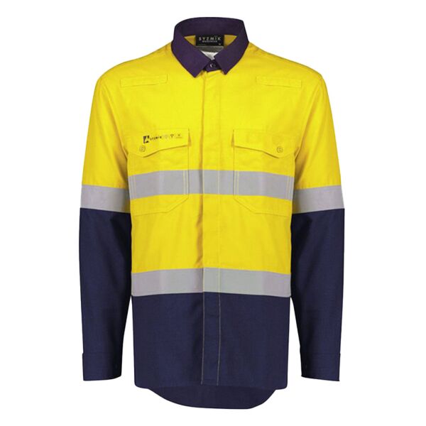 Mens Orange Flame Lightweight Ripstop Spliced Shirt - Hoop Taped Thumbnail